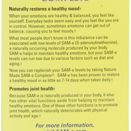 Nature's Made Sam-e Complete 400 mg 2-Pack – Mood & Joint Support