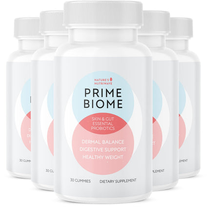 Nature's NutriWave PrimeBiome Probiotic Gummies – Plant-Based, Non-GMO, 30 Gummies, 6-Month Supply | GMP Certified