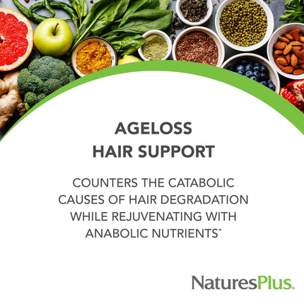 Natures Plus AgeLoss Hair Support – 90 Extended Release Tablets | Gluten Free | 30 Servings