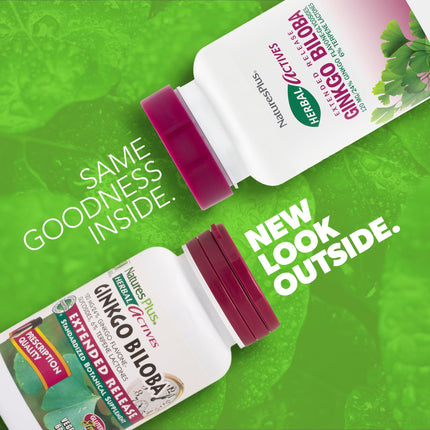 Natures Plus Herbal Actives Ginkgo Biloba 120 mg – Extended Release | 60 Vegan Tablets | Gluten-Free