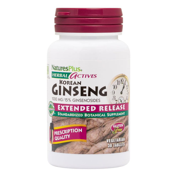 Natures Plus Korean Ginseng Extended Release 1000 mg - 30 Vegan Tablets