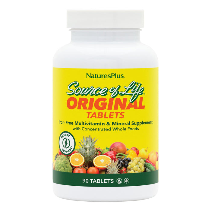 NaturesPlus Source of Life No Iron Tablets – Vegetarian Multivitamin, Gluten-Free, 60 Servings