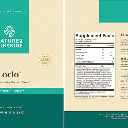 Nature's Sunshine Loclo, 11 oz – Sodium-Free High-Fiber Supplement