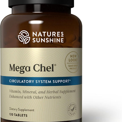 Nature's Sunshine Mega-Chel 120 Tablets – Complete Vitamin with Antioxidants, Herbs & Minerals for Circulatory Support