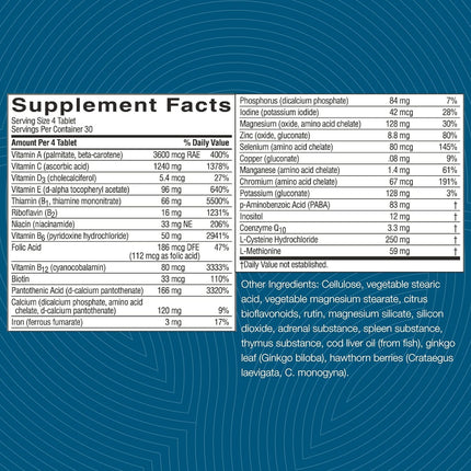 Nature's Sunshine Mega-Chel 120 Tablets – Complete Vitamin with Antioxidants, Herbs & Minerals for Circulatory Support
