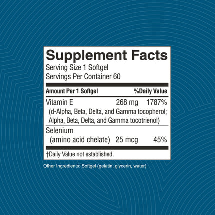 Nature's Sunshine Vitamin E Complete with Selenium | 60 Softgels – All Eight Vitamin E Molecules