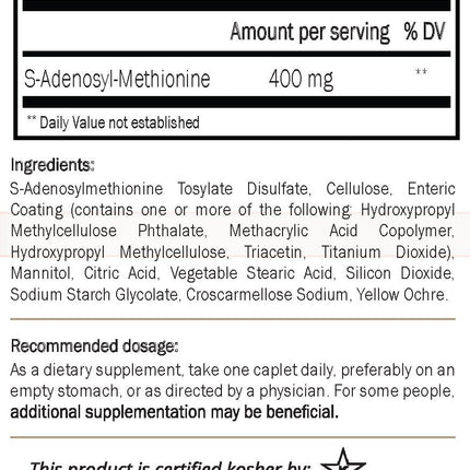 Nature's Trove SAM-e 400mg Enteric Caplets – 90-Count, Vegan, Kosher, Non-GMO