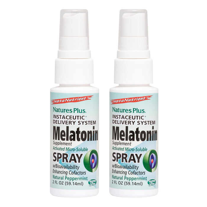 NaturesPlus Melatonin Spray – Peppermint, 2 fl oz, Pack of 2, B6 & E