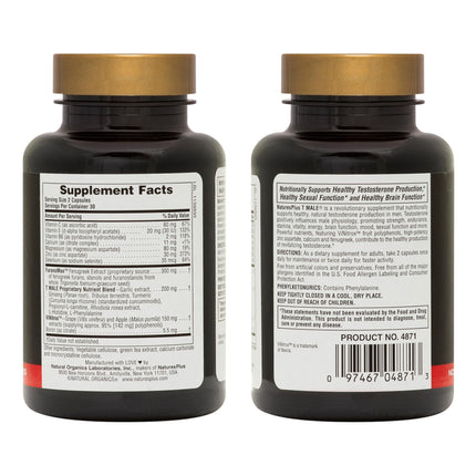 NaturesPlus T-Male – Gluten Free 2-Pack (60 Veg Capsules) with Ginseng & Rhodiola
