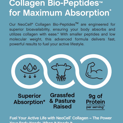 NeoCell Collagen Bio-Peptides Powder 22oz – Grass-Fed, Superior Absorption