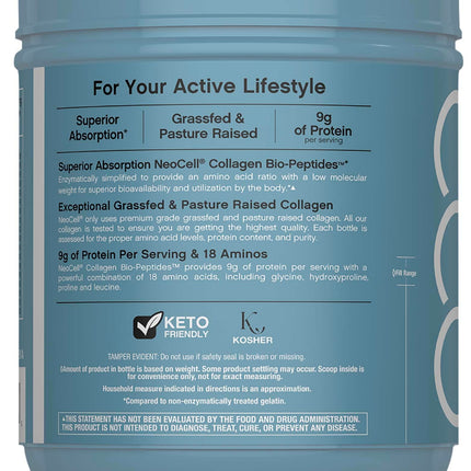 NeoCell Collagen Bio-Peptides Powder 22oz – Grass-Fed, Superior Absorption