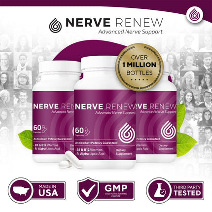 NERVE RENEW Advanced Nerve Support – 300mg Stabilized R-Alpha Lipoic Acid, B Complex & Benfotiamine