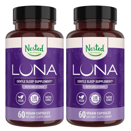 Nested Naturals Luna Sleep Aid – Natural, Non-Habit Forming Sleep Support for Adults | 120 Vegan Capsules
