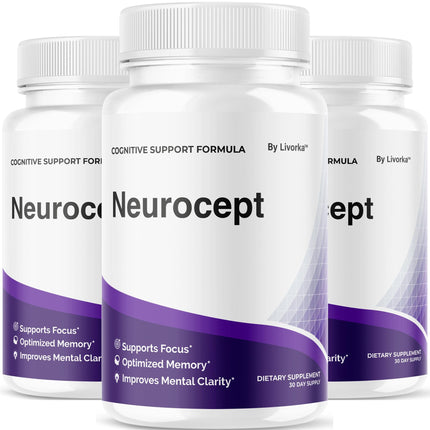 (3 Pack) Neurocept Brain Supplement Capsules – Memory & Focus Support – 180 Capsules (3 Months)