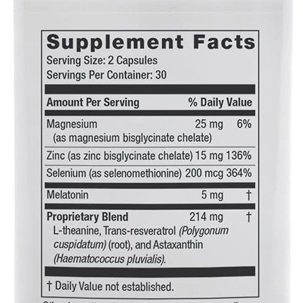 NeuroScience Kavinace OS Calm Sleep Aid with L-Theanine & 5 mg Melatonin – 60 Capsules