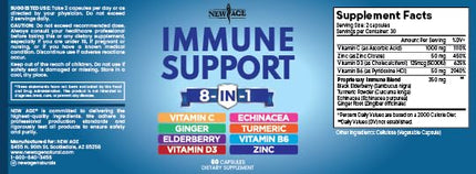 NEW AGE 8-in-1 Immune Support Capsules – Vitamin C, D3, Zinc, Elderberry (Pack of 5)