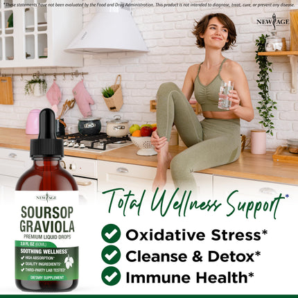 NEW AGE Soursop Drops – Immune Support Liquid with Soursop & Elderberry (8 oz)