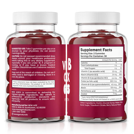 NEW AGE Vitamin B Complex Gummies – Gluten-Free, Vegan, Made in USA (180 Count x3)