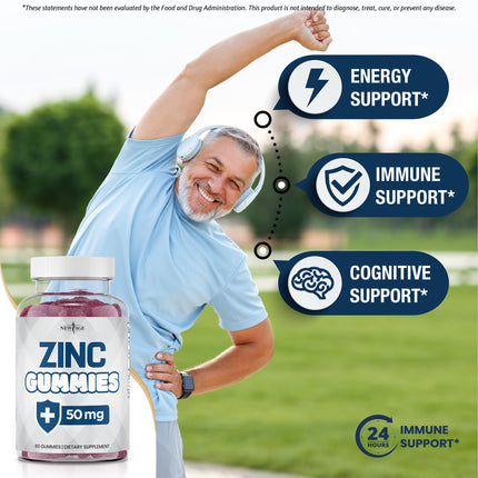 NEW AGE Zinc Gummies – 50mg Zinc, Immune Support, Antioxidant • Non-GMO | 180 Count (Pack of 3)