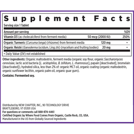 New Chapter Fermented Vitamin D3 2000 IU – Organic, ONE Daily with Turmeric & Reishi