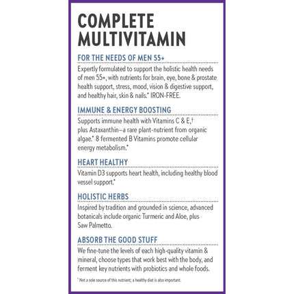 New Chapter Men's Multivitamin 55+ — One Daily, Fermented, Non-GMO, Immune & Brain Health, 96 Tablets