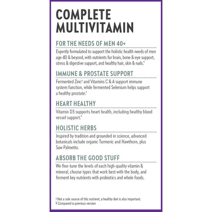 New Chapter Men’s Multivitamin 40+ | One Daily Fermented Multivitamin for Energy, Immunity & Heart Health | Gluten-Free & Non-GMO | 72 Tablets