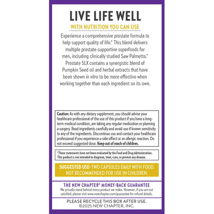New Chapter Prostate 5LX™ – Clinical Saw Palmetto + Fermented Selenium, 120 Veg Capsules