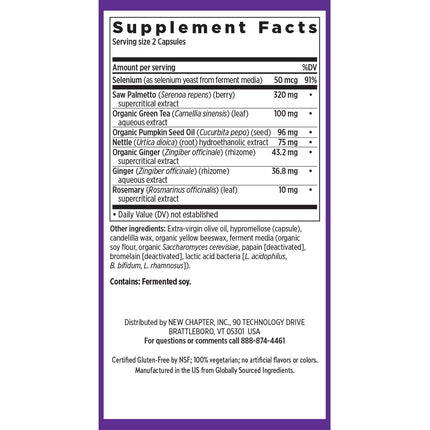 New Chapter Prostate 5LX™ – Clinical Saw Palmetto + Fermented Selenium, 120 Veg Capsules