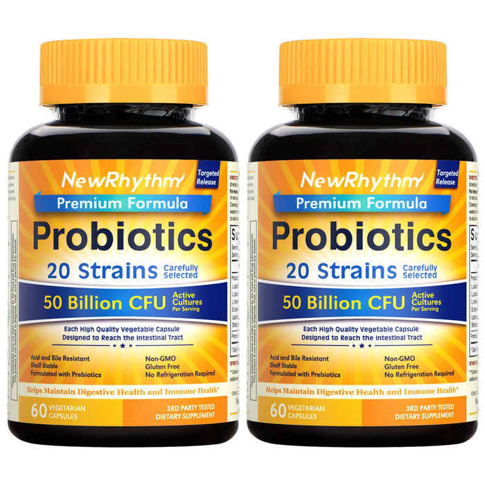 NewRhythm Probiotics 50B CFU – 20 Strains, Targeted Release, Gluten Free