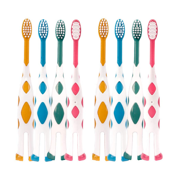 Newrichbee 8-Pack Kids Toothbrushes - Ultra-Soft Deer Design (Ages 2-8)