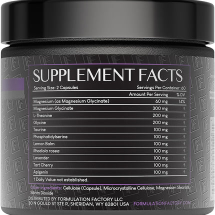 Formulation Factory The Night Before 10-in-1 Midnight Maximizer Sleep Supplement — Magnesium Glycinate, L-Theanine & More (360 Capsules, 6 Months)