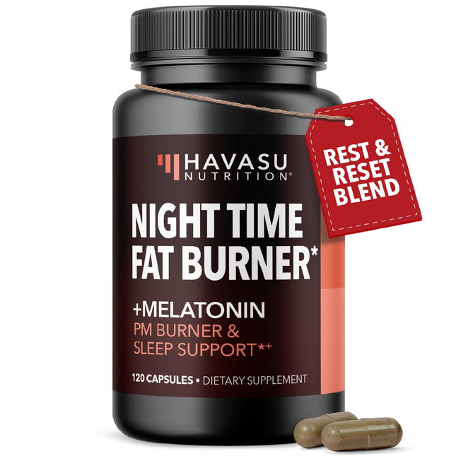 Night Time Fat Burner Metabolism Booster — Appetite Suppressant, 120 Pills