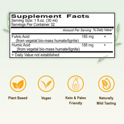 Vital Earth Minerals Fulvic Humic Mineral Blend Liquid 2-Pack – 70+ Trace Minerals & Electrolytes