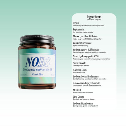 NOBS Toothpaste Tablets - Fluoride-Free, Plastic-Free, Nano Hydroxyapatite