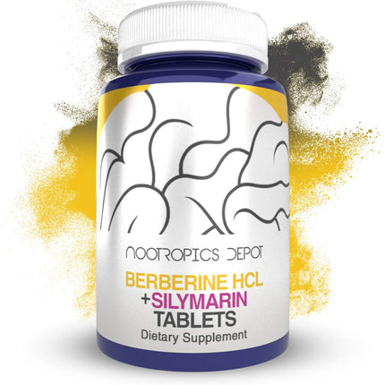 Nootropics Depot Berberine HCL + Silymarin Capsules | 500mg + 90mg | 60 Count | Supports Cellular Function, Metabolic Function