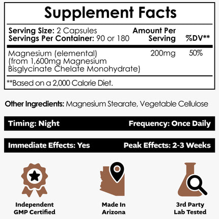 Nootropics Depot Magnesium Glycinate Capsules | 180 Count | Mineral Supplement | Magnesium Supplement | Supports Heart, Muscle, Nerve, and Bone Health