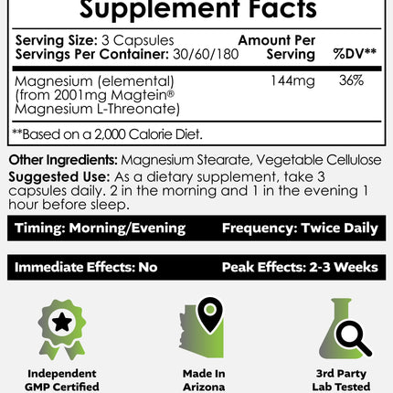 Nootropics Depot Magtein Magnesium L-Threonate Capsules – 90 Count | Cognitive Function Support
