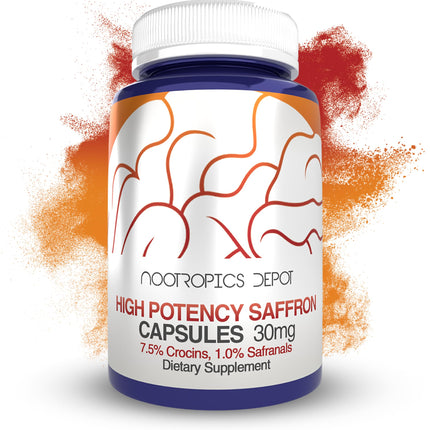 Nootropics Depot High Potency Saffron Extract Capsules 180 ct – 30 mg, 7.5% Crocins, 1% Safranals