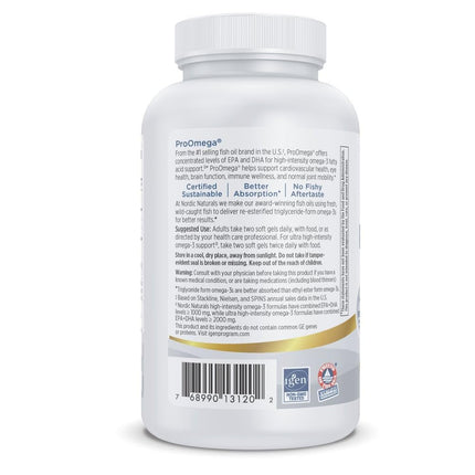 Nordic Naturals ProOmega Lemon Flavor — 120 Soft Gels, 1280 mg Omega-3 (EPA & DHA) for Heart, Brain & Immune Health