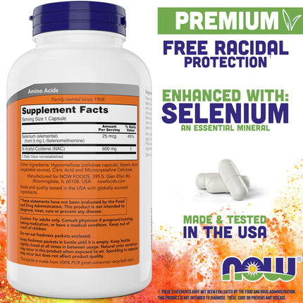 NOW Foods NAC 600 mg with Selenium - 400 Capsules | N-Acetyl Cysteine Supplement