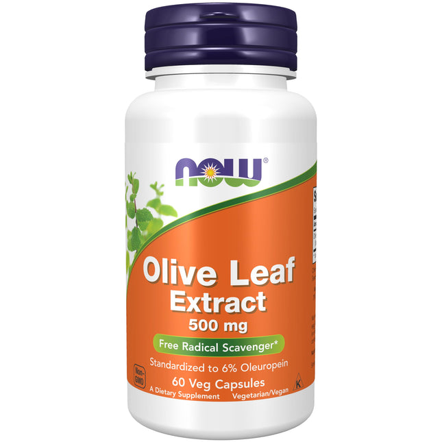 NOW Foods Olive Leaf Extract 500 mg – Free Radical Scavenger, 60 Veg Capsules