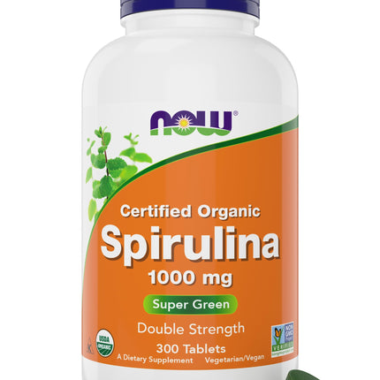 NOW Foods Organic Spirulina 1000mg Tablets – 300 Count, Non-GMO
