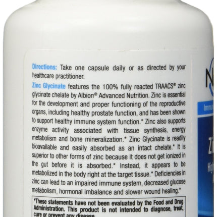 NuMedica - Zinc Glycinate 20mg - 120 Vegetable Capules