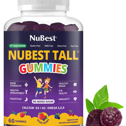 NuBest Tall Gummies for Kids & Teens | Bone Strength, Immunity, Digestive Health | 20+ Vitamins, No Added Sugar