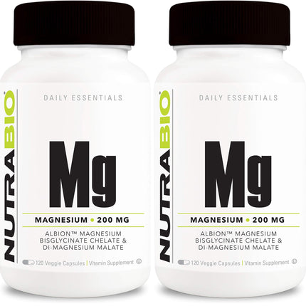 NutraBio Magnesium Glycinate + D-Magnesium Malate | Sleep Support (Pack of 2)