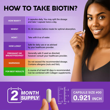 Nutraharmony Biotin + Collagen + Keratin with Hyaluronic Acid — Hair, Skin & Nails Support, 25,000 mcg Biotin, 120 Capsules, Made in USA