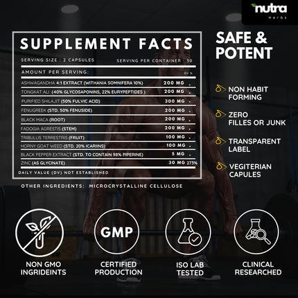 NutraHerds Men’s Vitality & Testosterone Support | Tongkat Ali & Ashwagandha