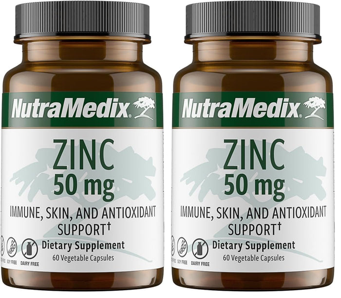 NutraMedix Zinc 50mg – Immune Support, Skin Health & Antioxidant (Pack of 2, 60 Capsules)
