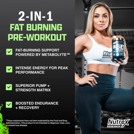 Nutrex Outlift Burn Pre-Workout Maui Twist – 22 Servings | Metabolyte, L-Citrulline & Caffeine