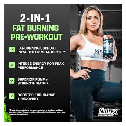 Nutrex Outlift Burn Pre-Workout Maui Twist – 22 Servings | Metabolyte, L-Citrulline & Caffeine